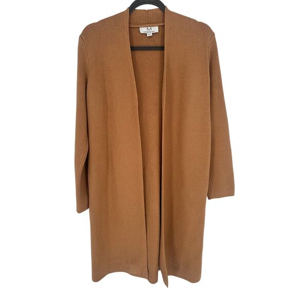 M. Magaschoni Cream Open Front Cardigan Long Sleeve Pockets Winter Outdoors XL - Picture 1 of 9